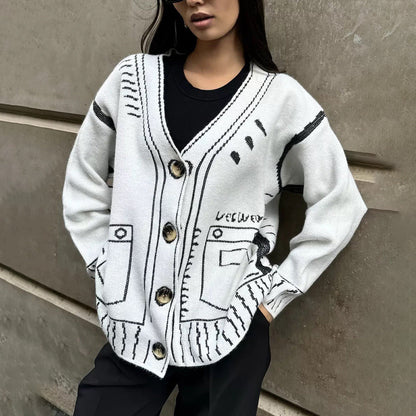Damen Strickjacke Grafisches Muster Eveloria