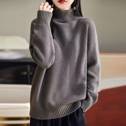 Damen Grobstrickpullover Hoher Kragen Weiches Material - Eveloria