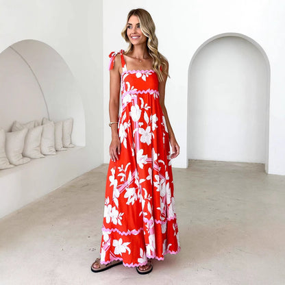 Damen Maxikleid mit Trägerdesign und Druck