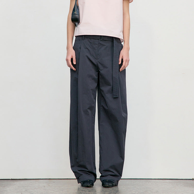 Damen Weite Stoffhose mit Ton-in-Ton Gürtel