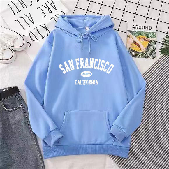 Damen Kapuzenpullover Lässig San Francisco Print Bequem