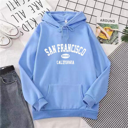 Damen Kapuzenpullover Lässig San Francisco Print Bequem