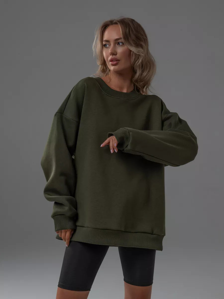 Damen Sweatshirt Weiches Innenfutter Breite Schultern Grau