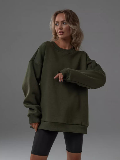 Damen Sweatshirt Weiches Innenfutter Breite Schultern Grau