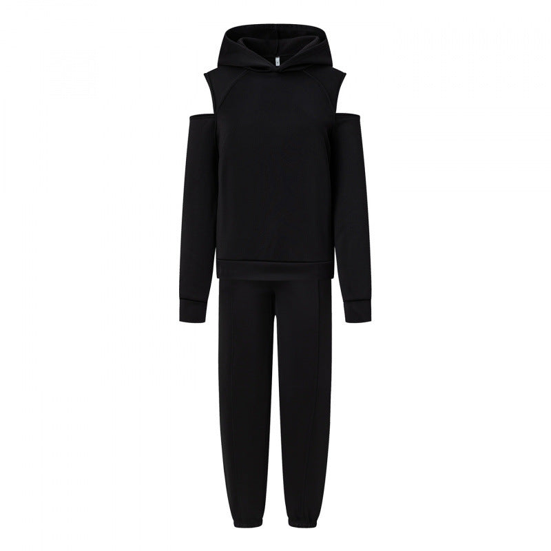 Damen Sportliches Sweatset Tiefes Raglanärmel Grau