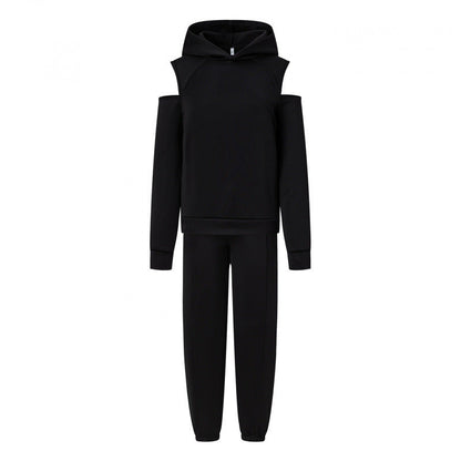 Damen Sportliches Sweatset Tiefes Raglanärmel Grau