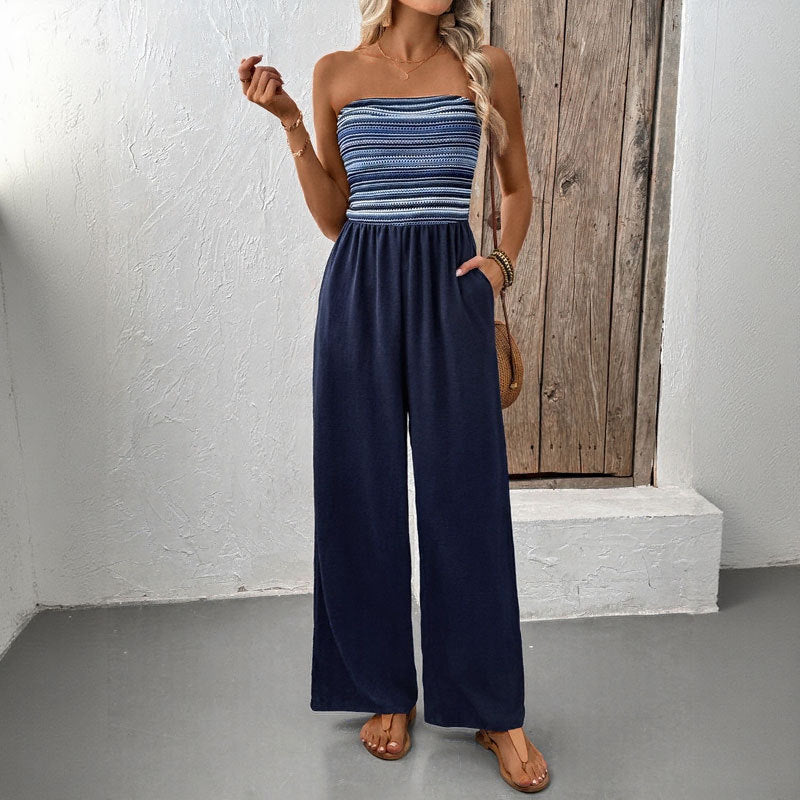 Damen Jumpsuit Weites Bein Elastisch Eveloria