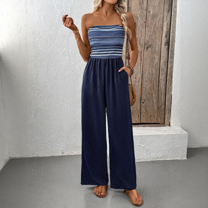 Damen Jumpsuit Weites Bein Elastisch Eveloria