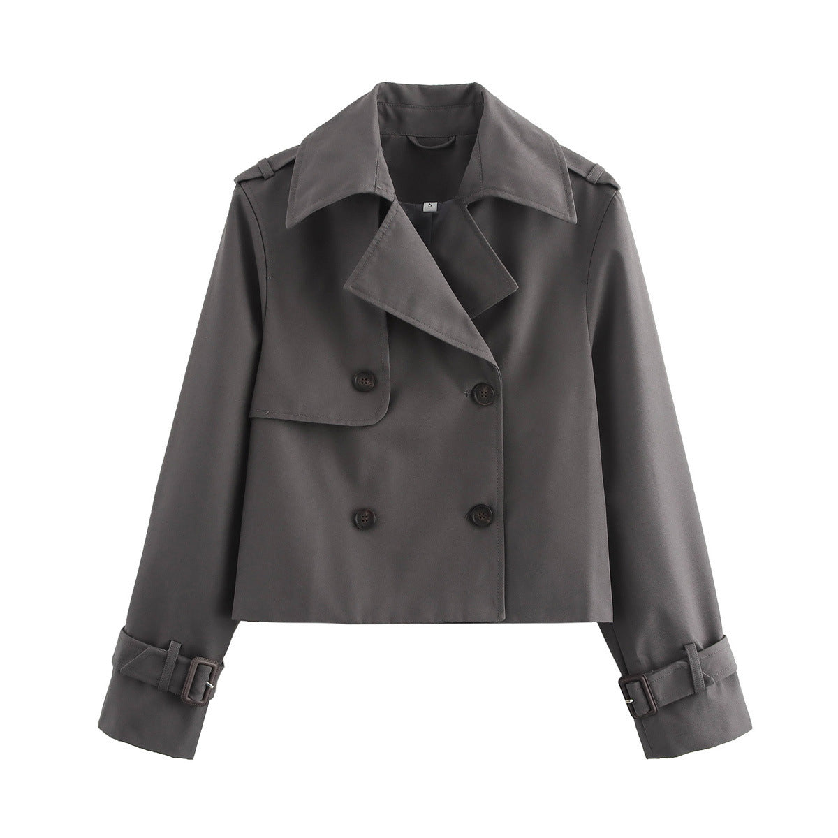 Damen Cropped Übergangsjacke Breiter Kragen Eveloria