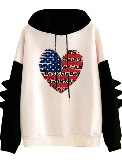 Damen Hoodie Herzdesign Trendig Grau Eveloria