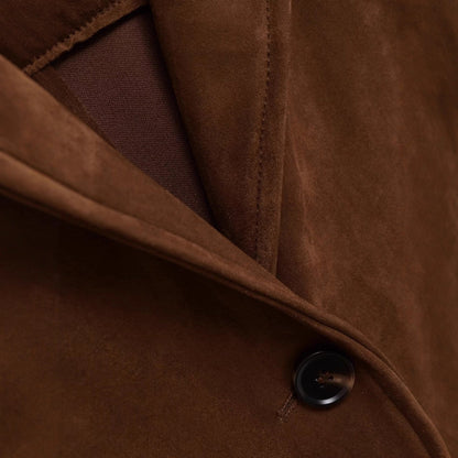 Damen Suede Blazerjacke mit Taschen Braun