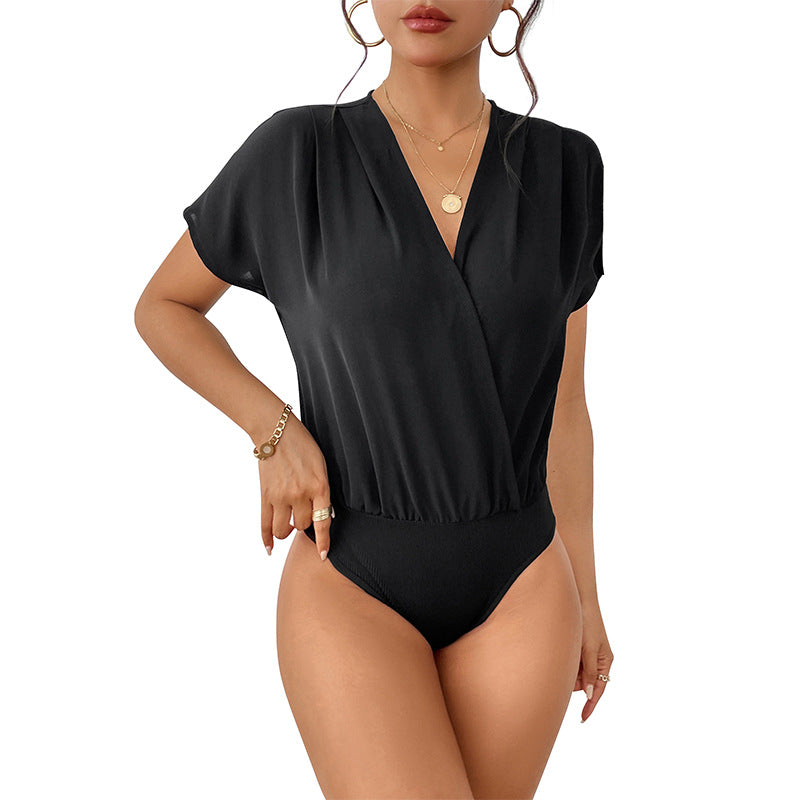Damen Bodysuit V-Ausschnitt Elastisch Eveloria