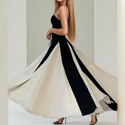 Damen Abendkleid Trägerlos Elegant Farbkontrast Eveloria