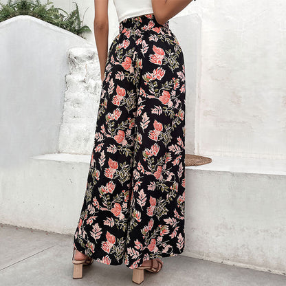 Damen Palazzo-Hosen Floralmuster Elastischer Bund Eveloria