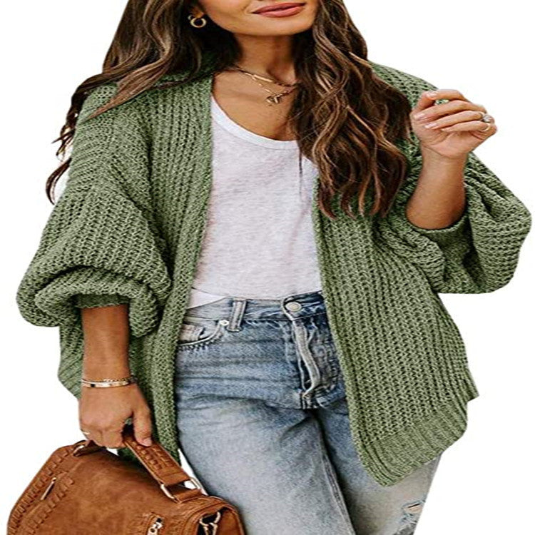 Damen Grobstrick-Pullover Voluminöse Ärmel Lässiger Schnitt Eveloria