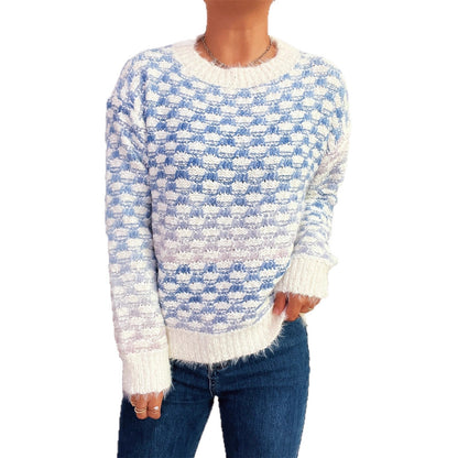 Damen Strickpullover Kuschelfleece Strukturiertes Muster Beige