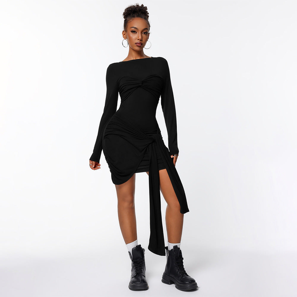 Damen Wickelkleid Figurbetont Längsärmelig Eveloria