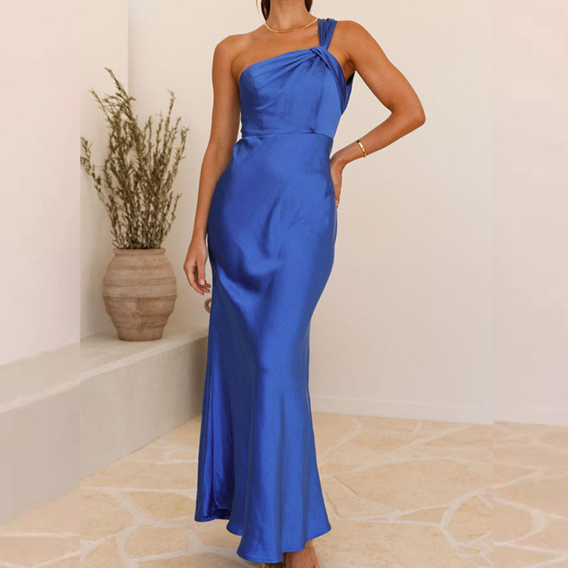 Damen Abendkleid Asymmetrischer Träger Eveloria - Eveloria