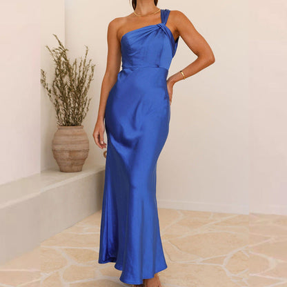 Damen Abendkleid Asymmetrischer Träger Eveloria - Eveloria