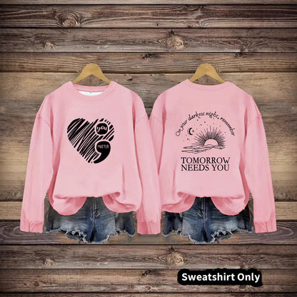 Damen Sweatshirt Großes Herzmotiv Inspirierender Aufdruck Eveloria