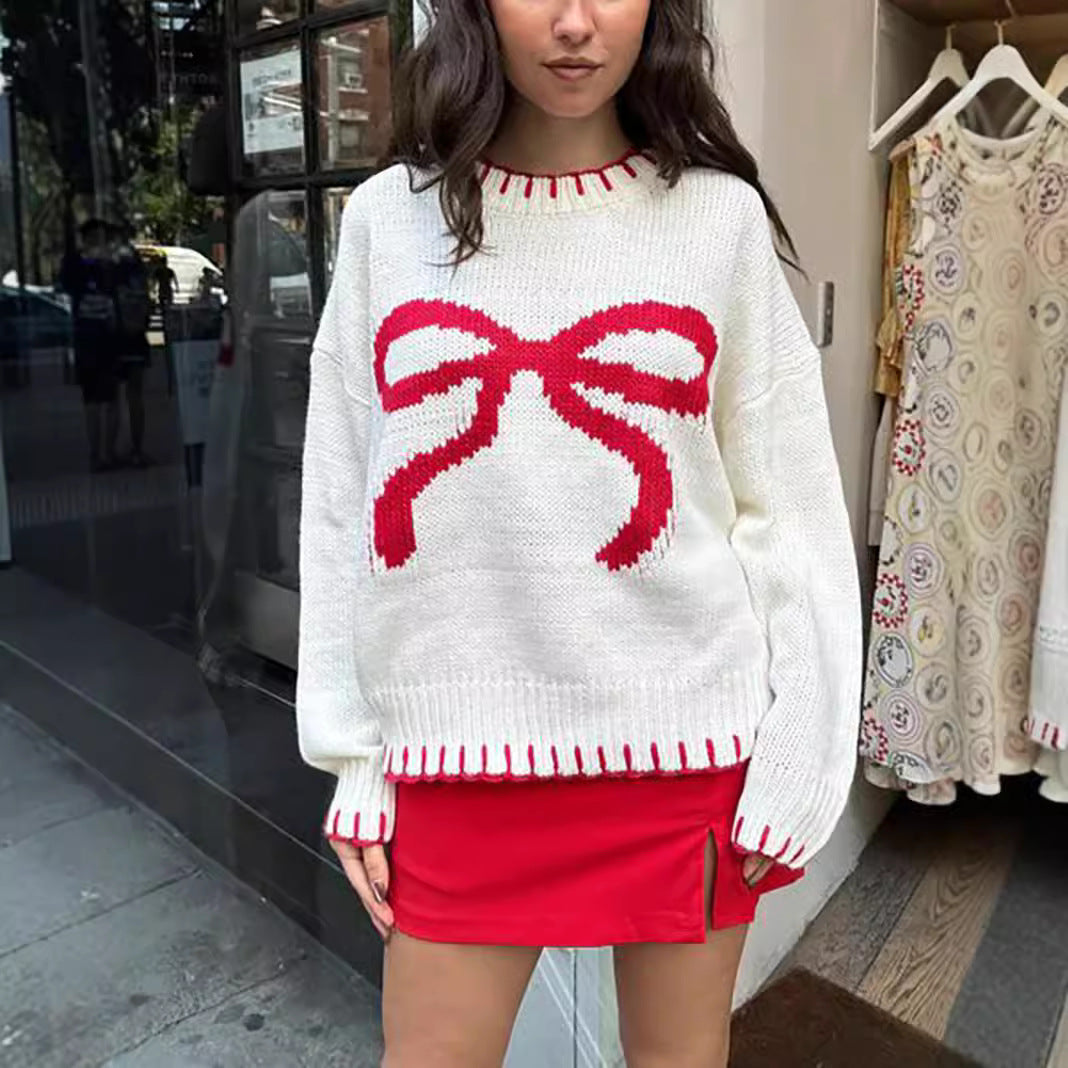 Damen Pullover Lässig Schleifenmuster Eveloria - Eveloria