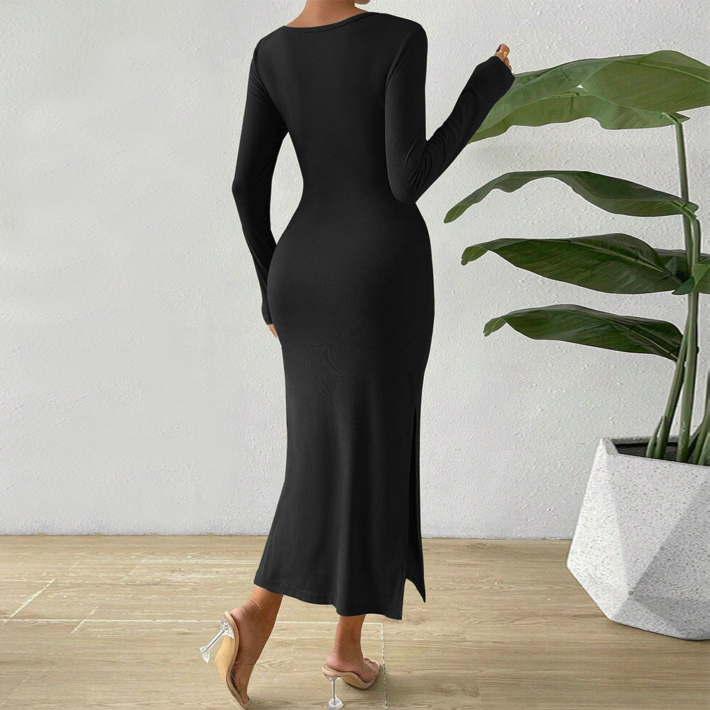 Damen Midikleid Rüschendetails Cut-Outs Eveloria