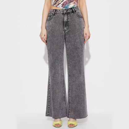Damen High-Waist Flared Jeans mit Nähten und hohem Bund Schwarz - Eveloria