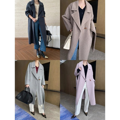 Damen Oversized-Mantel Fransen Tiefkragen Eveloria