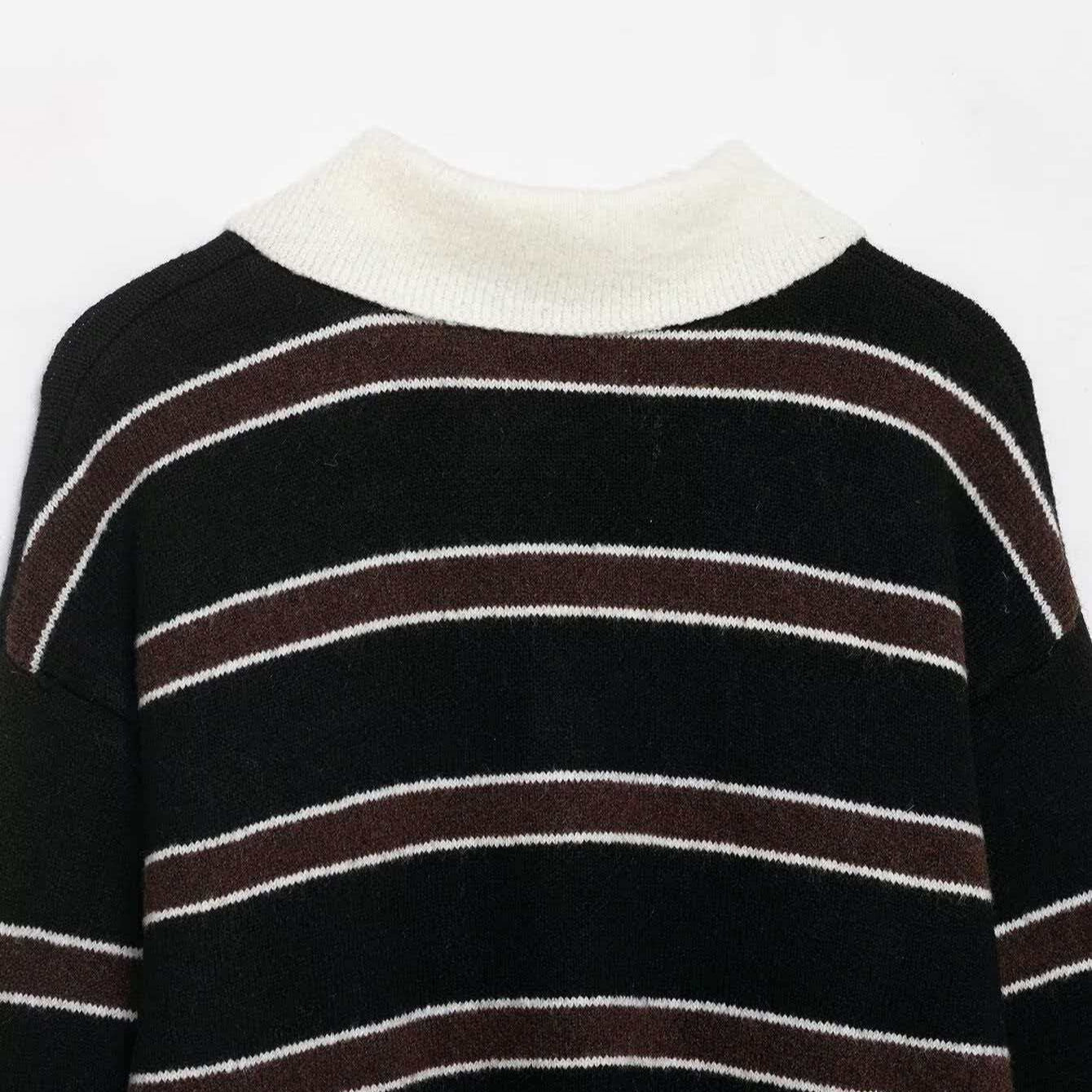 Damen Strickpullover Lässig Kragen Knopfleiste Beige