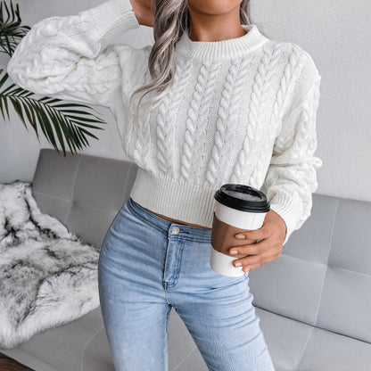 Damen Grobstrickpullover Zopfdesign Lässiger Schnitt Eveloria
