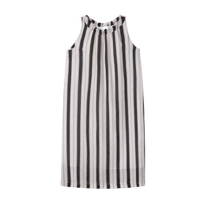 Damen Maxikleid mit vertikalen Streifen und Taschen