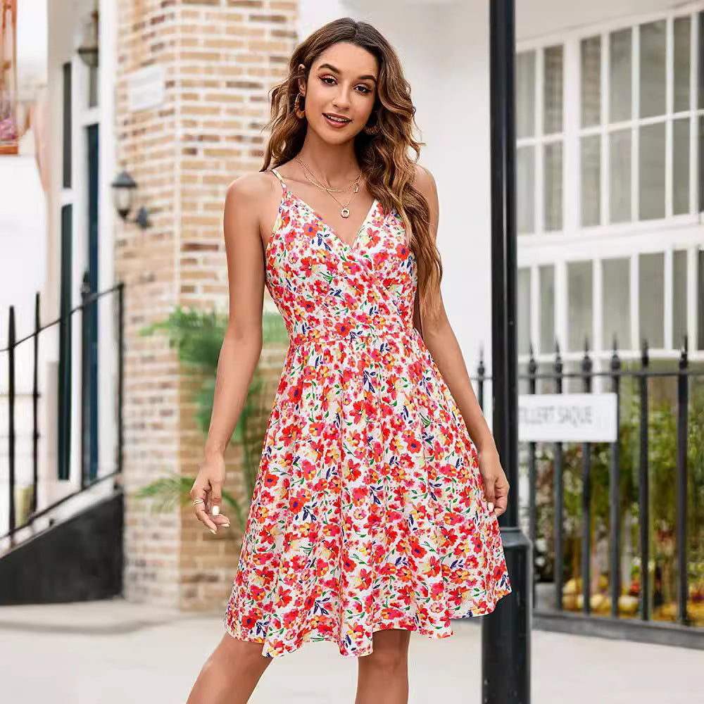 Damen Wickelkleid Zartes Design Verstellbare Träger Eveloria
