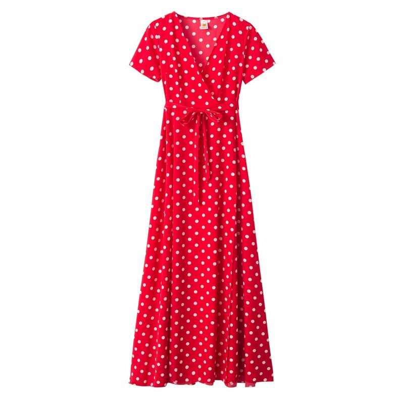 Damen Maxikleid Floralmuster Wickeldesign Elegante Taillierung