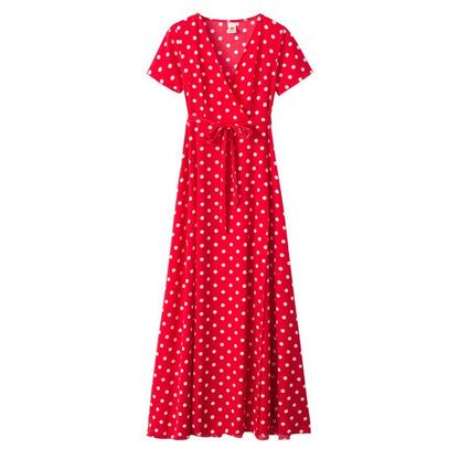 Damen Maxikleid Floralmuster Wickeldesign Elegante Taillierung