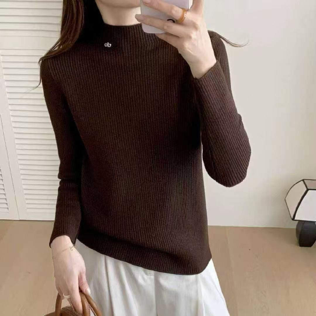 Damen Rippenpullover Stehkragen Eveloria