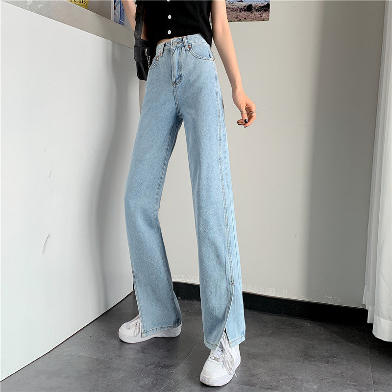 Damen Weite Jeans Seitenschlitze Eveloria
