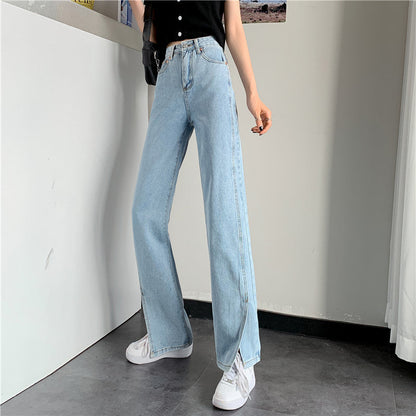 Damen Weite Jeans Seitenschlitze Eveloria
