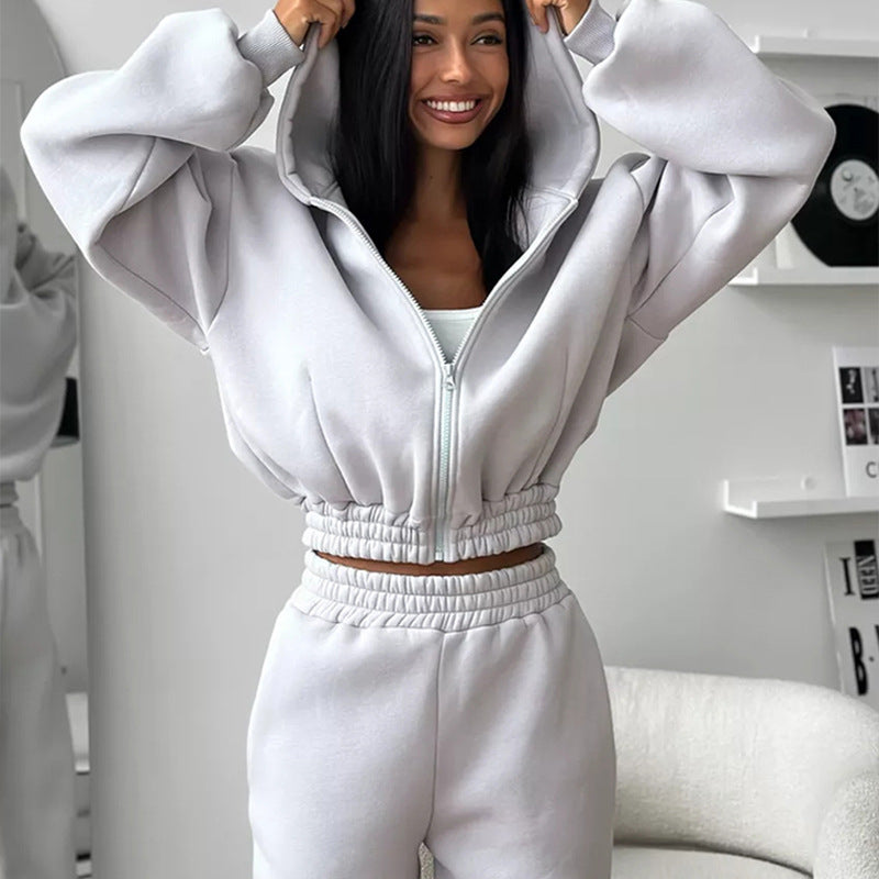 Damen Fleece-Jumpsuit mit Kapuze Weit Schnitt Eveloria