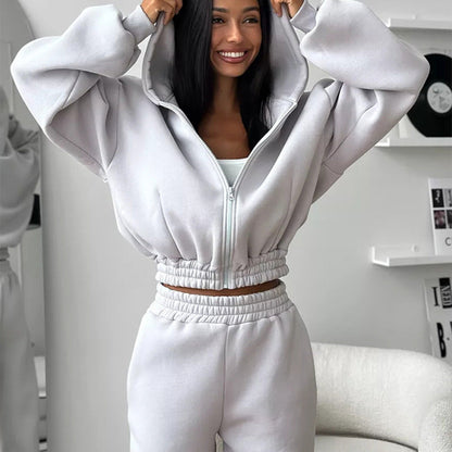 Damen Fleece-Jumpsuit mit Kapuze Weit Schnitt Eveloria