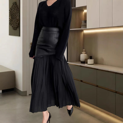 Damen Langarm Pullover Set mit Bleistiftrock
