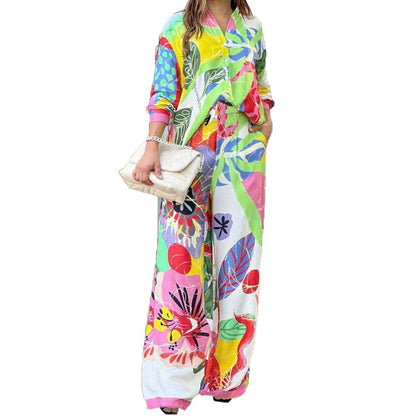 Damen Overall Zweiteilig Blumenmuster Locker Eveloria