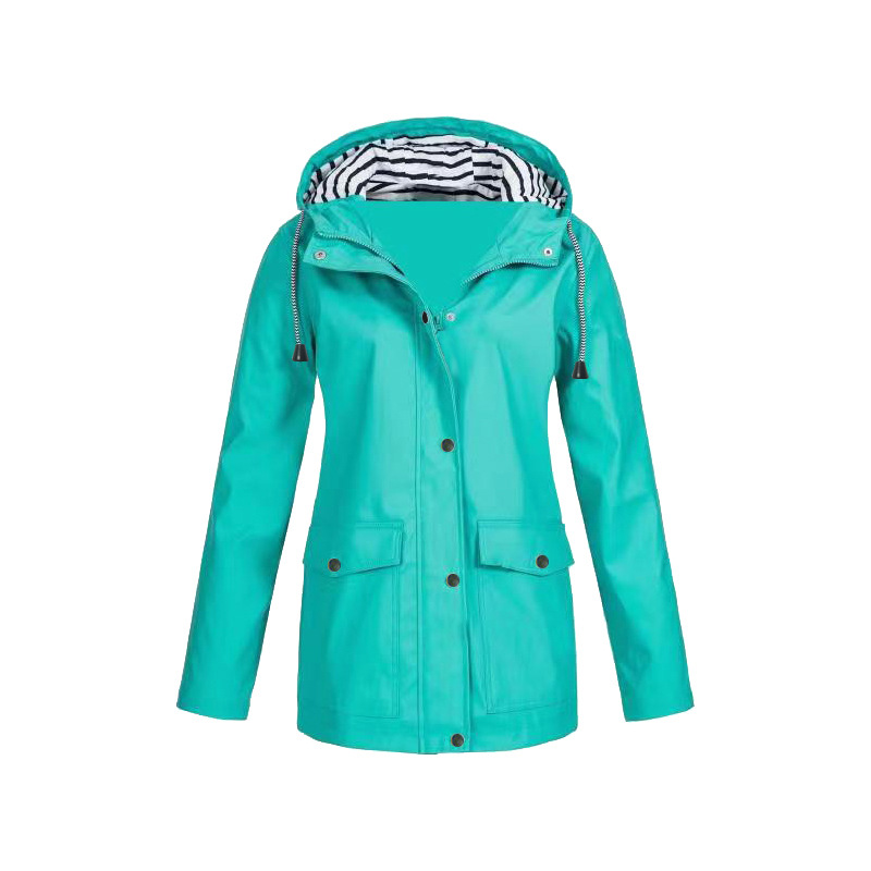 Damen Regenjacke mit Kapuze Reißverschluss