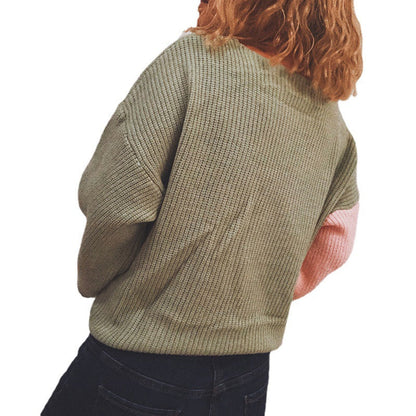 Damen Strickpullover Modernes Wickeldesign Breite Ärmel