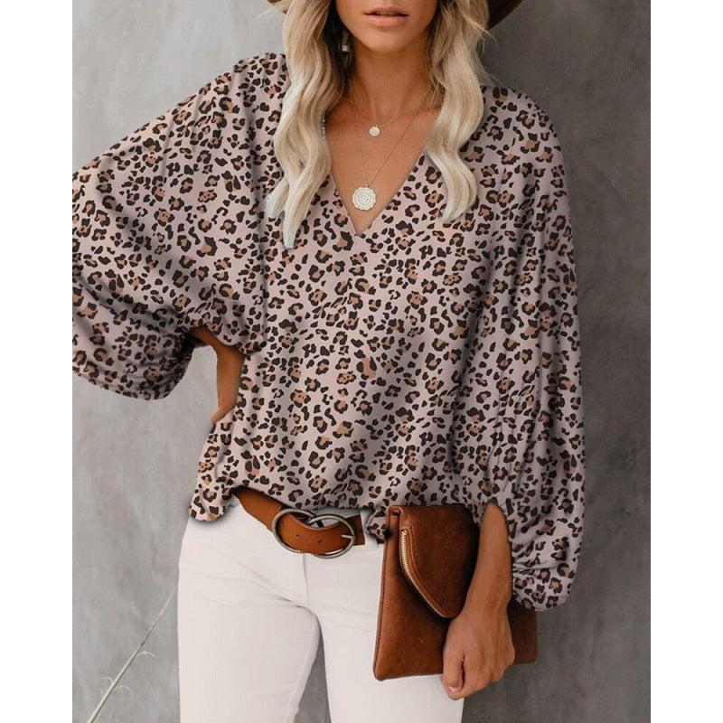Damen Bluse V-Ausschnitt Weite Ärmel