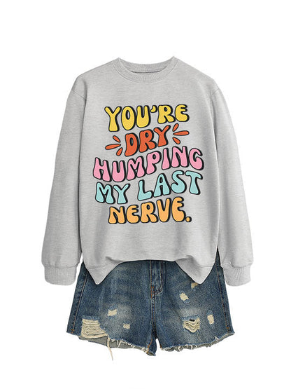 Damen Sweatshirt Lässiger Schnitt Comic-Slogan Grau Eveloria