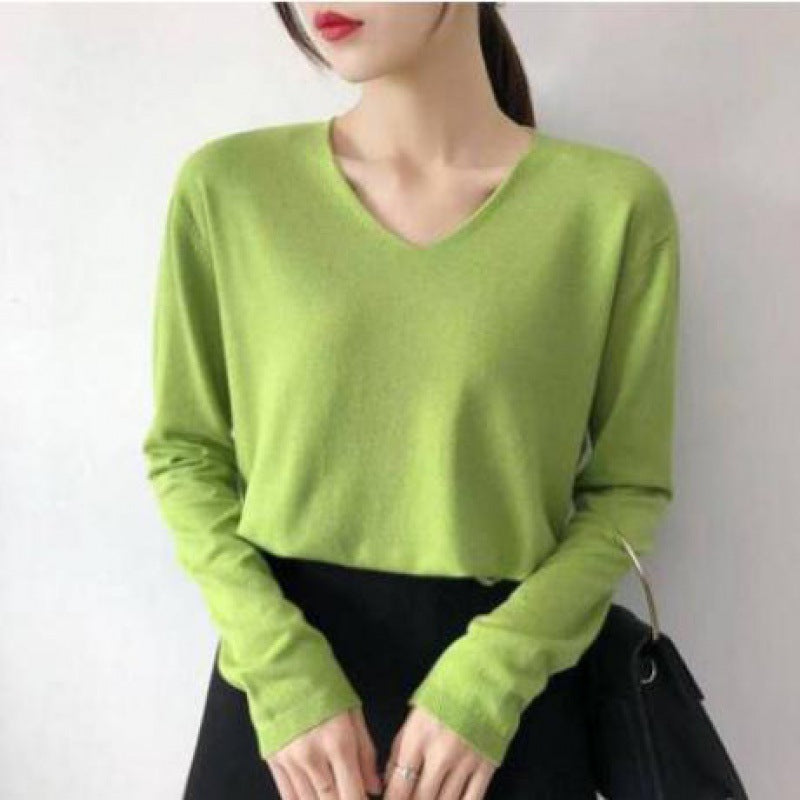 Damen Pullover V-Ausschnitt Weich