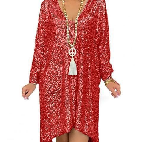 Damen Kaftan-Kleid Glitzernd Lässiger Schnitt Eveloria