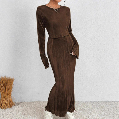 Damen Maxikleid Langärmlig Figurbetont Eveloria