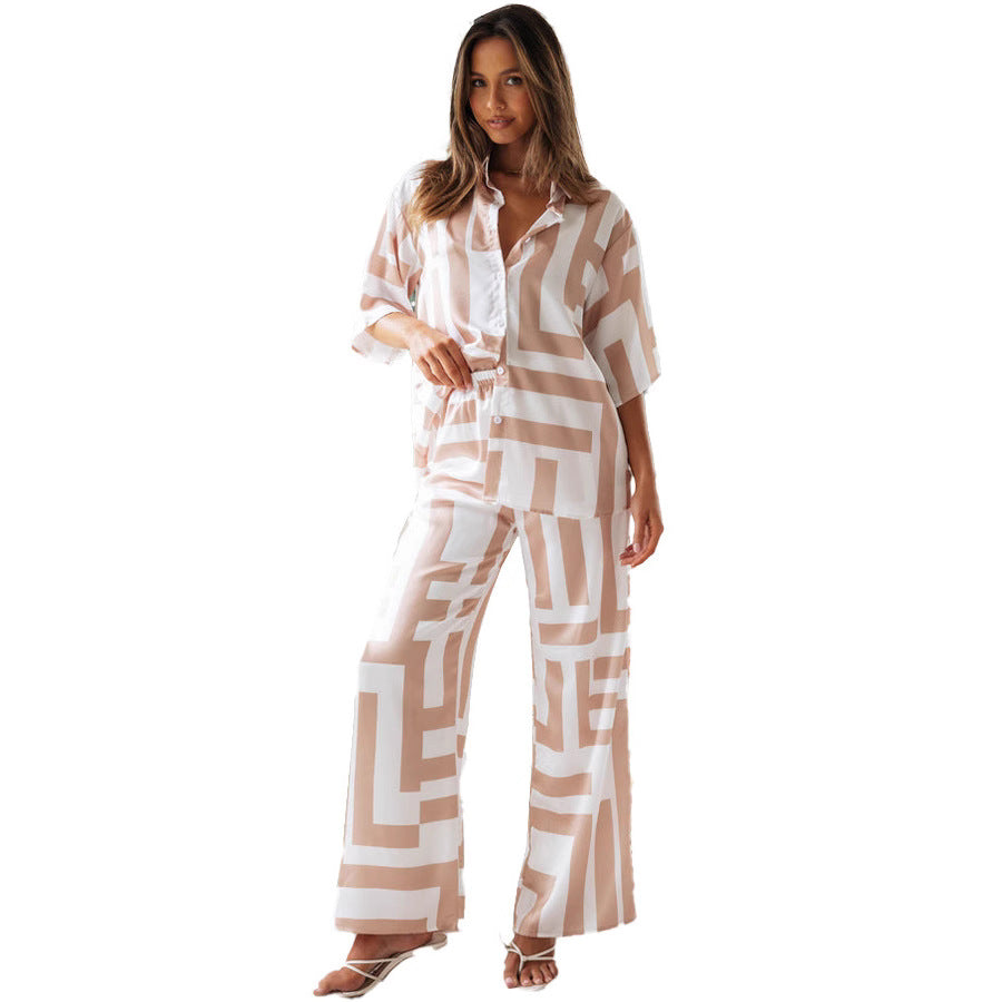 Damen Lounge-Anzug Geometrisches Muster Eveloria