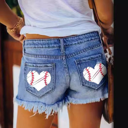 Damen Denim Shorts Destroyed Lässig Blau